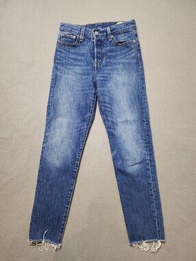 Levi's Wedgie Icon Fit White Oak Cone Denim Jeans Size 26 Raw Hem